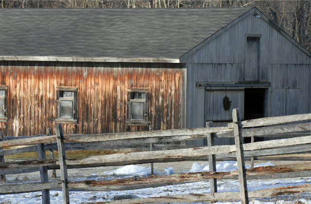 barn in winter